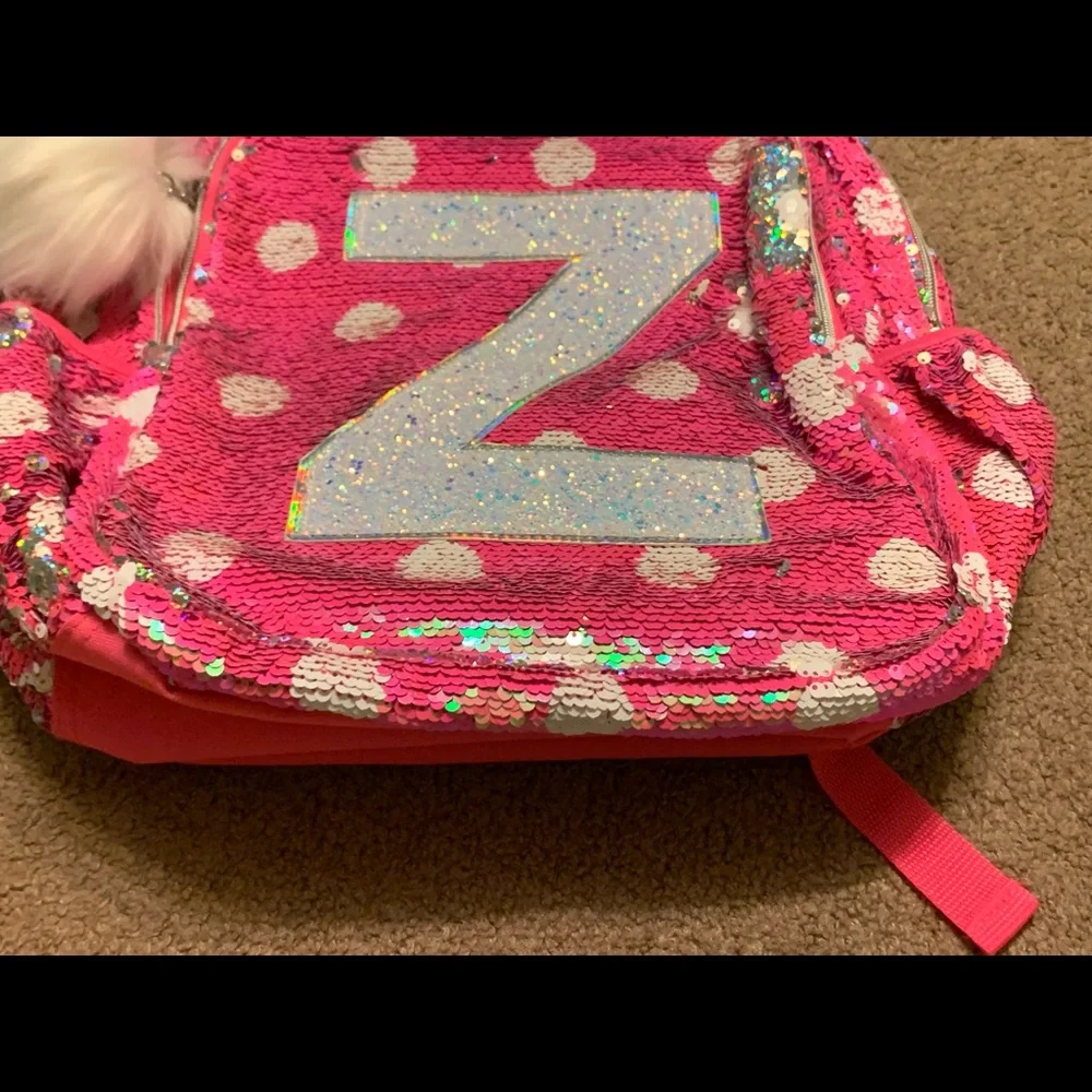 Justice Polka Dot Flip Sequins Backpack Initial Z